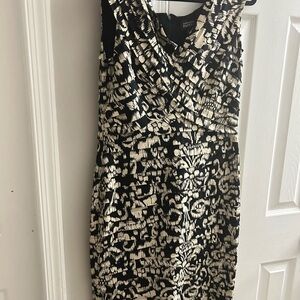 Adrianna Papell Black and ivory Midi Dress